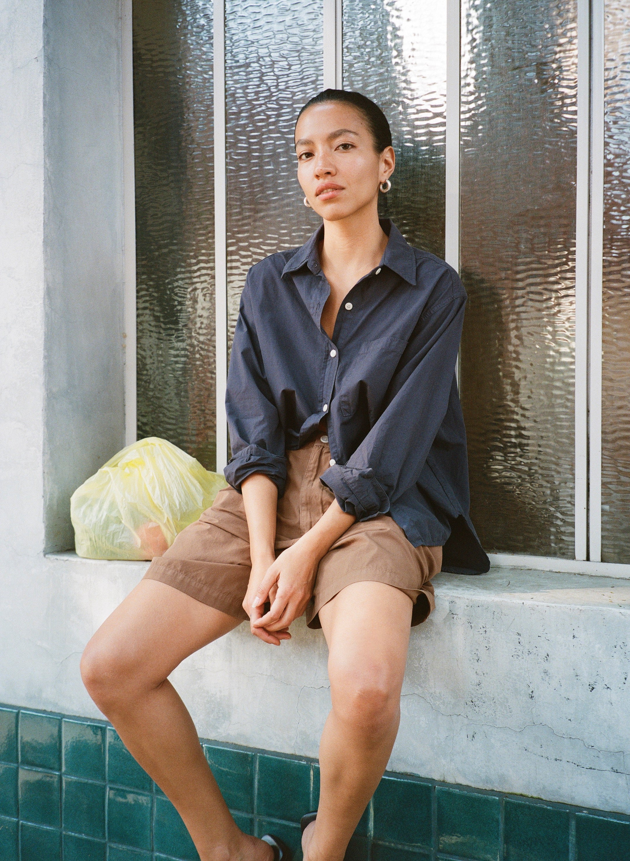 Marcie Shirt, Organic Poplin, Navy