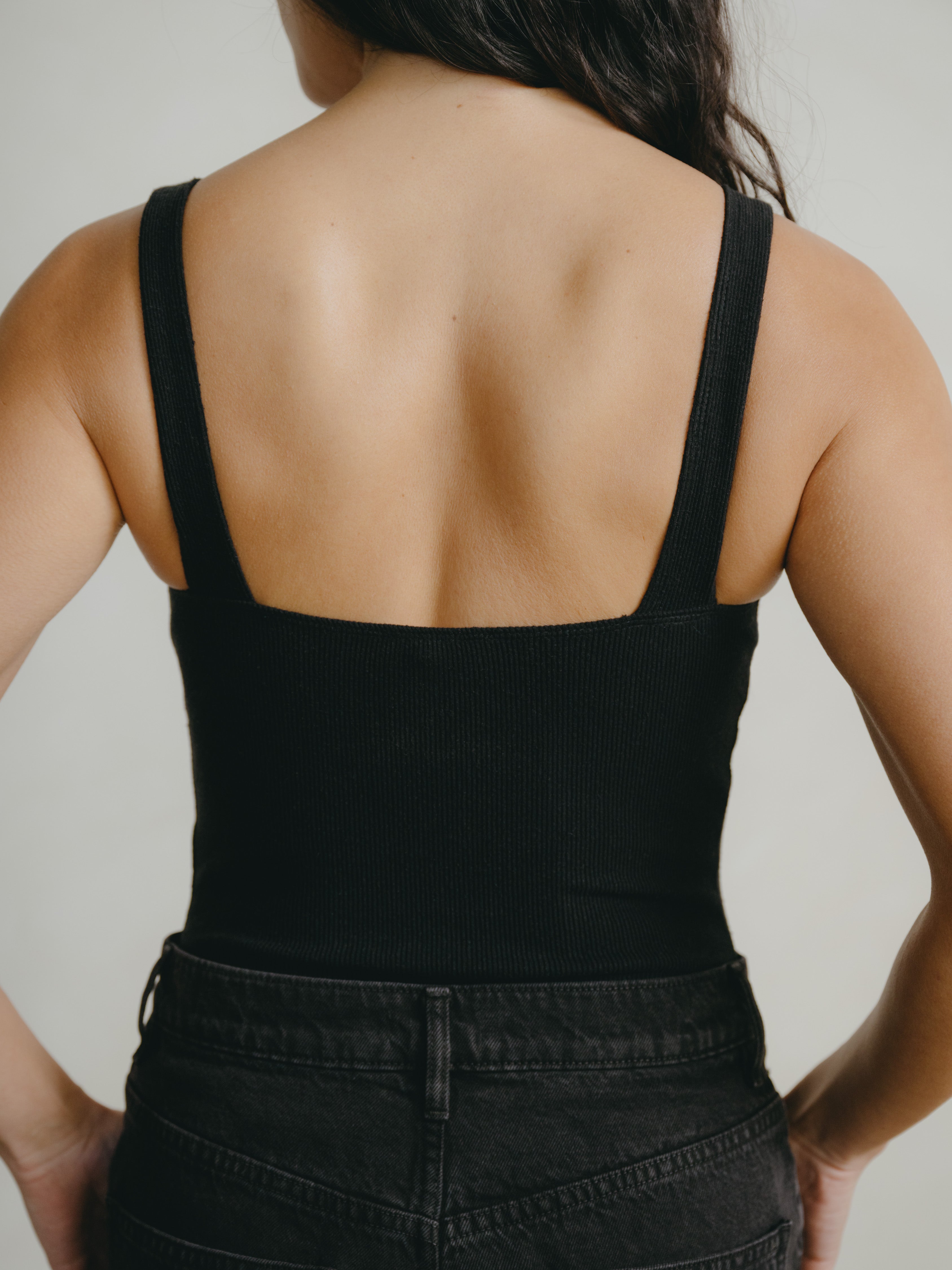 Christy Bodysuit, Ribbed Silk Noil Jersey, Black