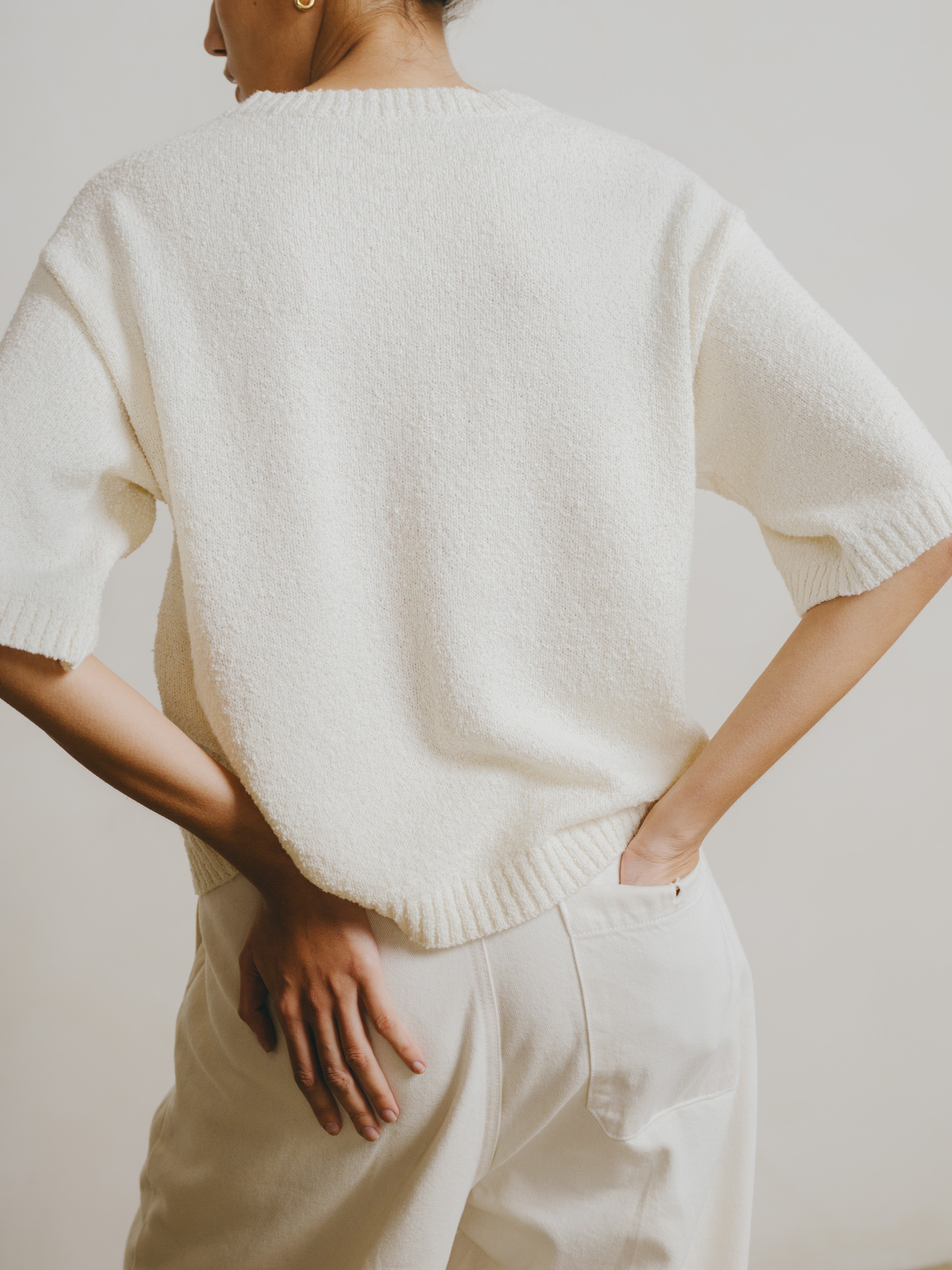 Otis Top, Organic Cotton Bouclé, Ecru