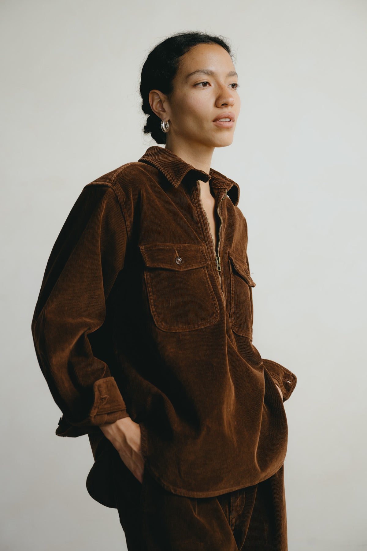 Zip Popover, Organic Corduroy, Rust