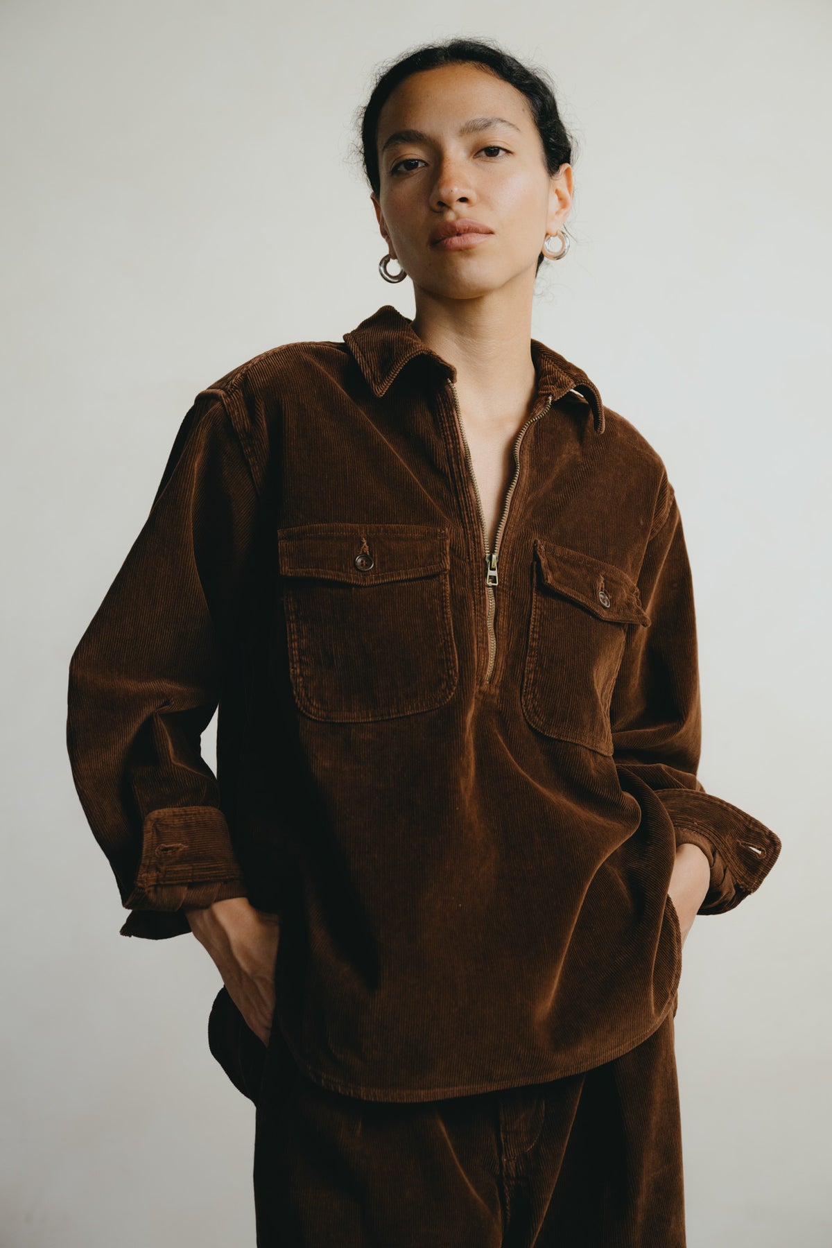 Zip Popover, Organic Corduroy, Rust