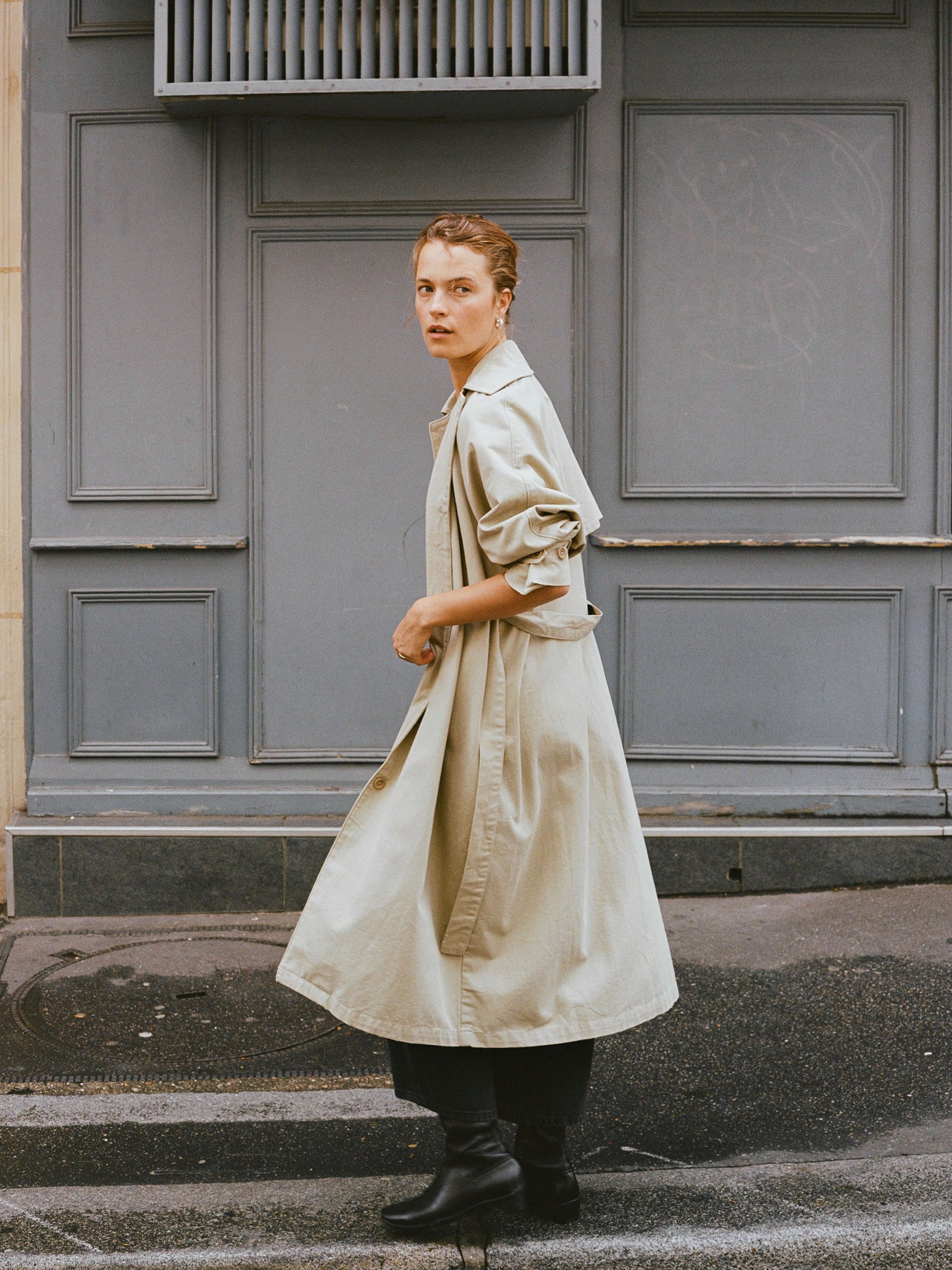 Oversized Trench, Organic Twill, Khaki