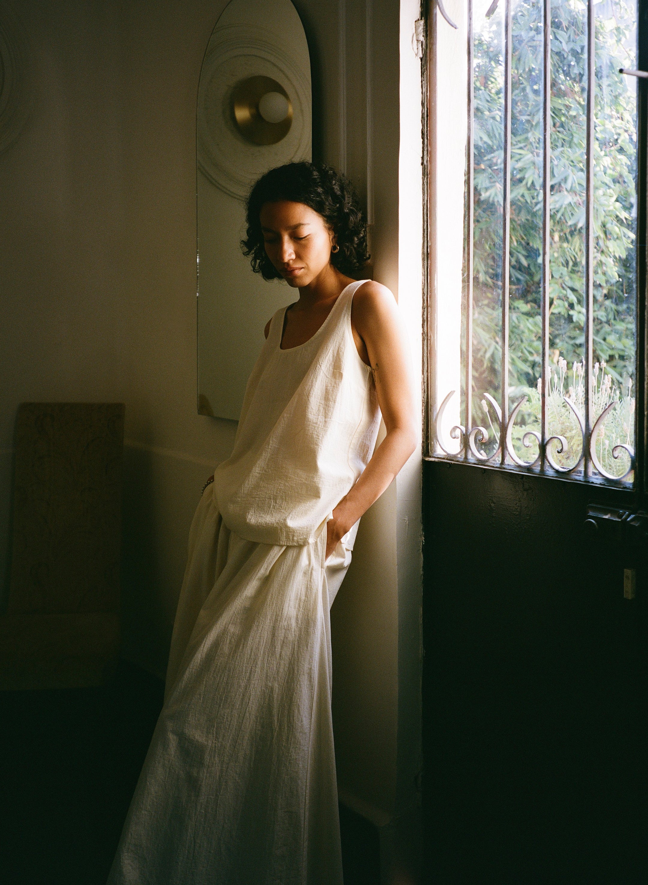 Ananda Skirt, Textured Organic Poplin, Parchment