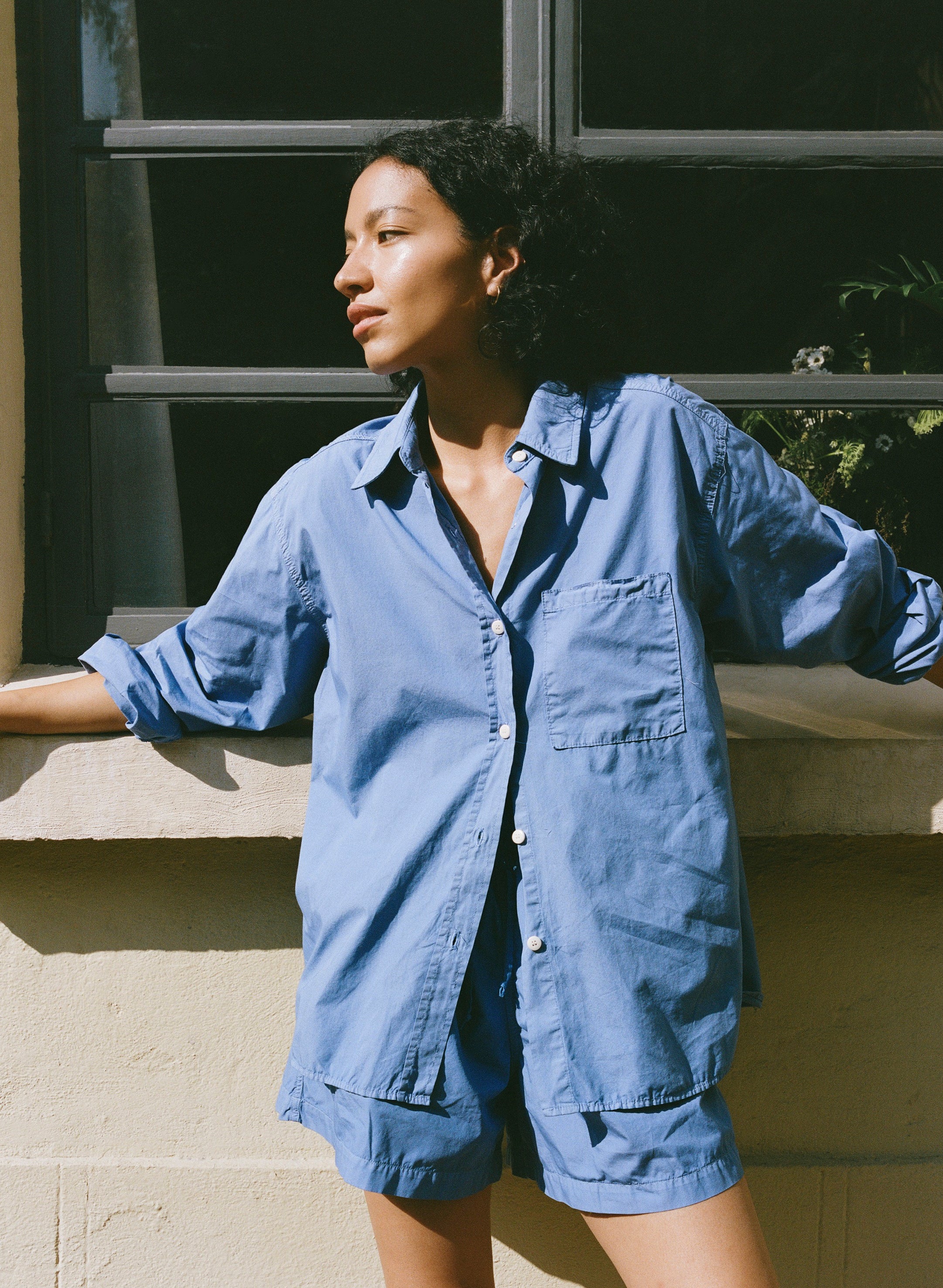 Marcie Shirt, Organic Poplin, Cornflower