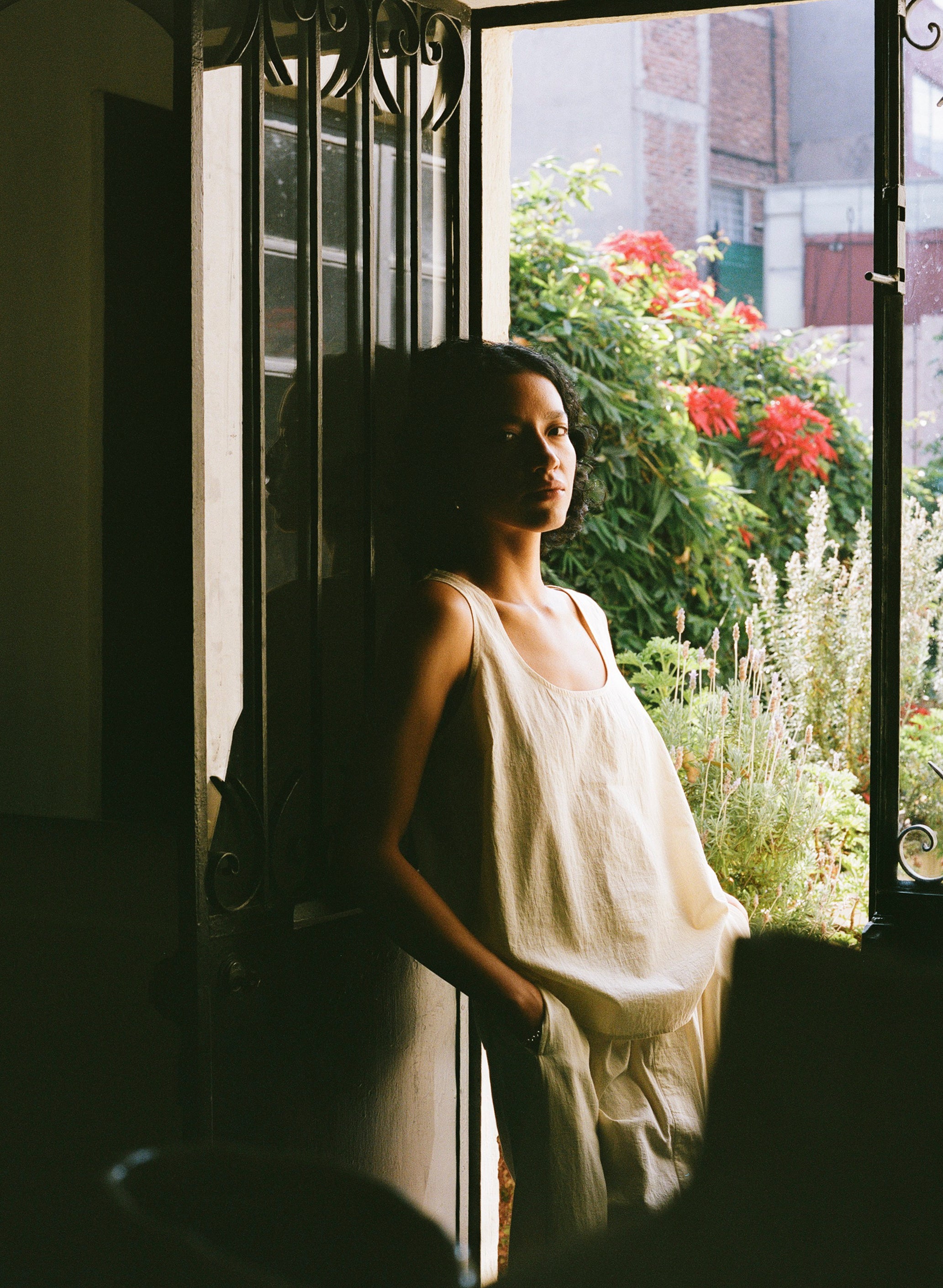 Ananda Skirt, Textured Organic Poplin, Parchment