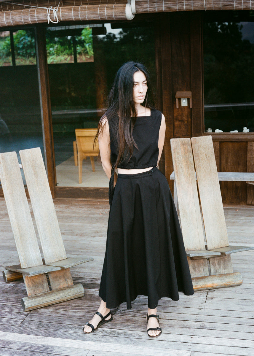 Karu Top, Organic Poplin, Black