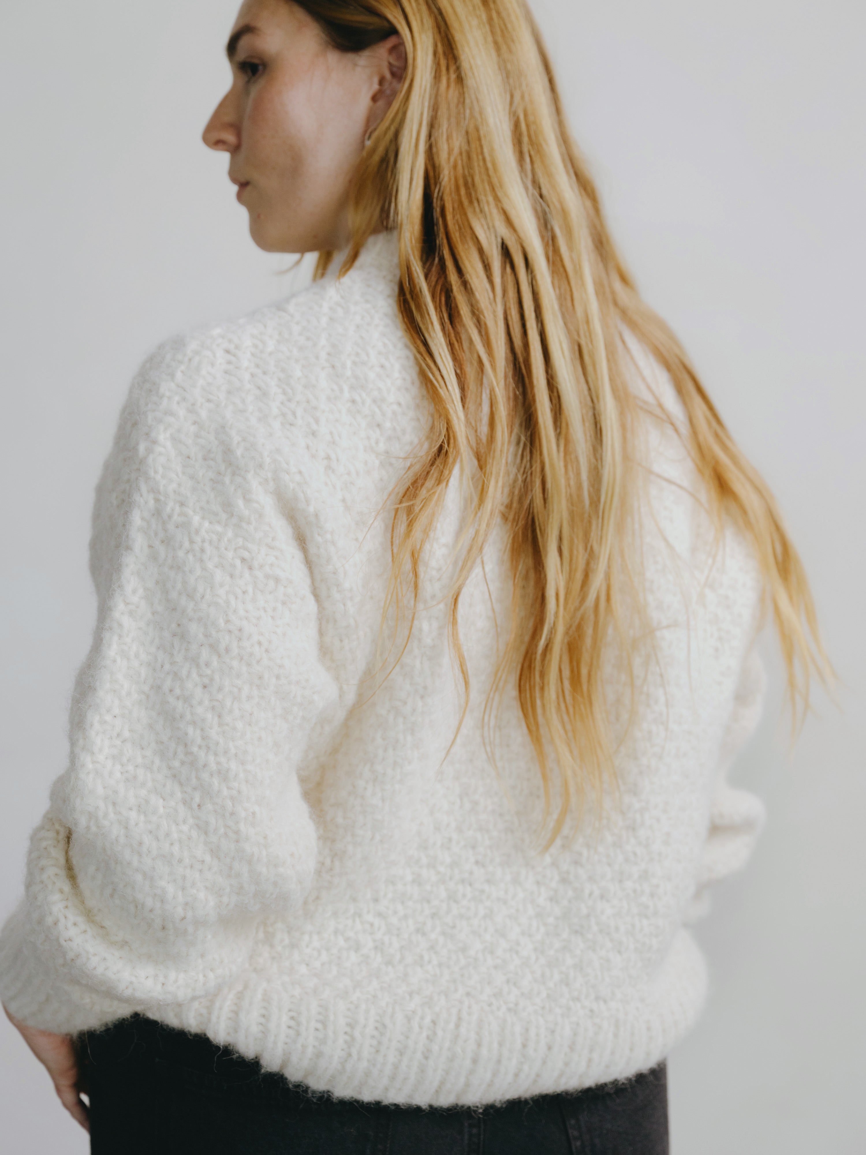 Gia Hand Knit Sweater, Alpaca Blend, Cream