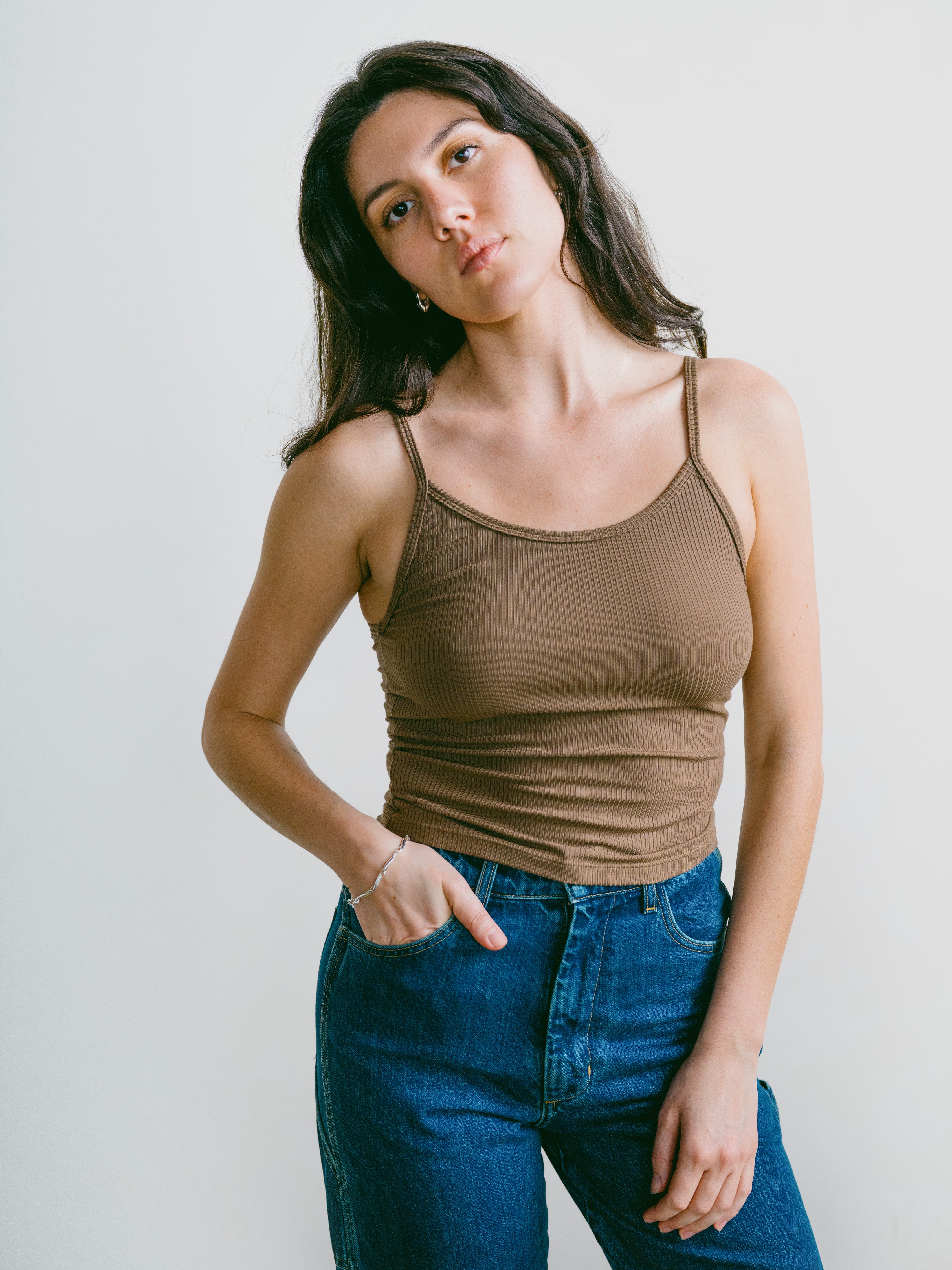 Baseline Cami, Tencel Rib, Cocoa