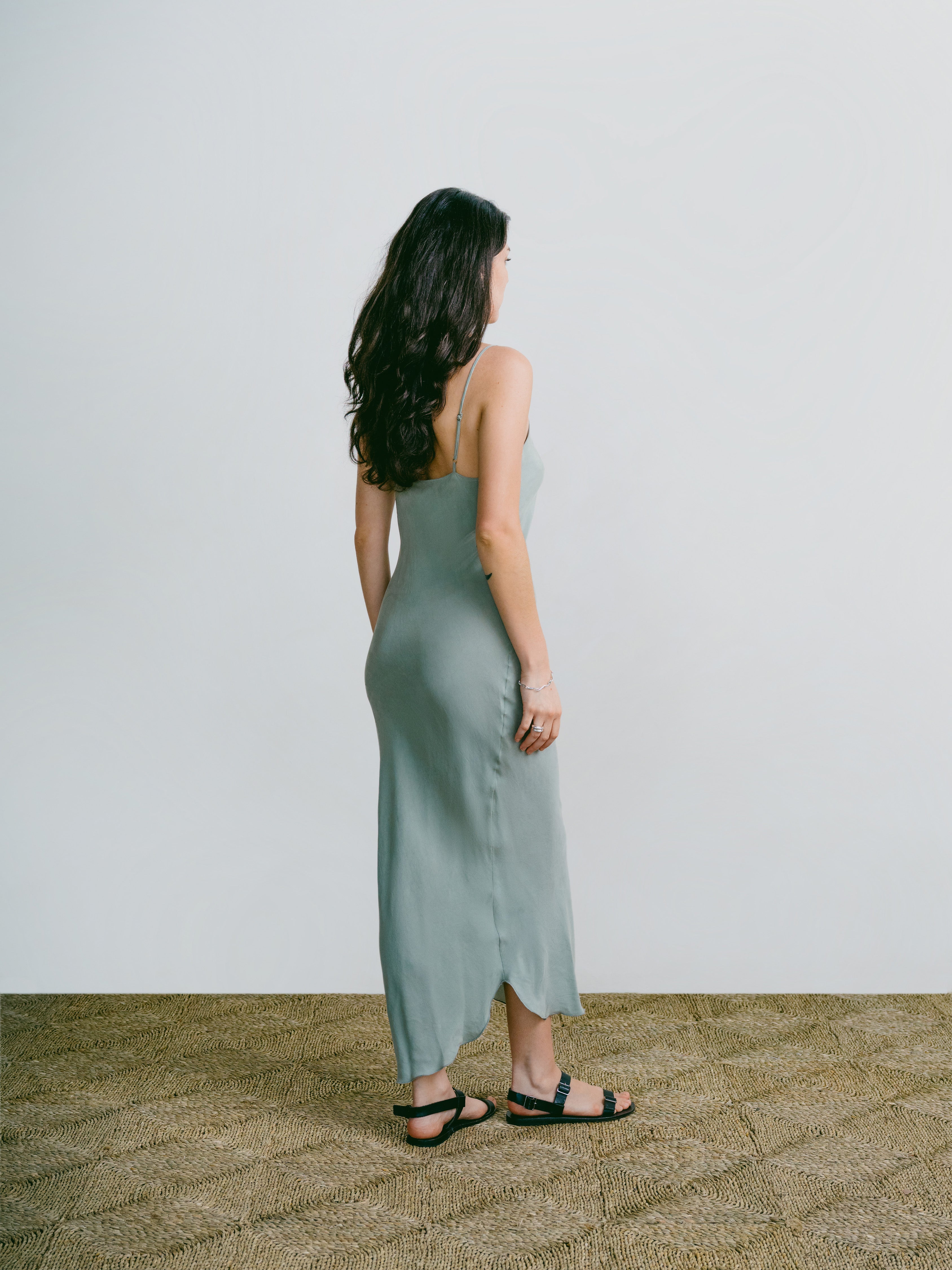 Anaise Slip Dress, Japanese Cupro, Meadow
