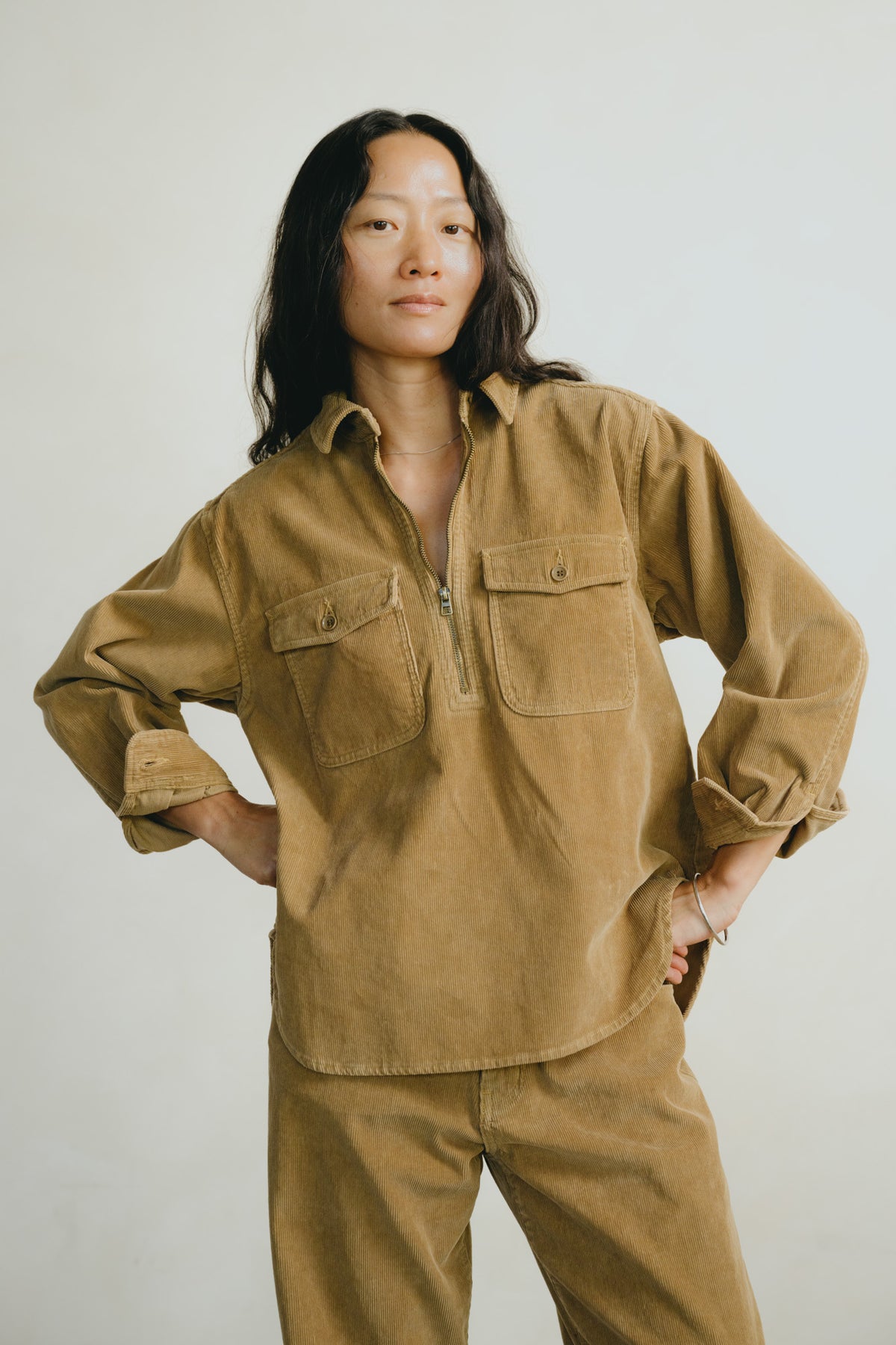 Zip Popover, Organic Corduroy, Camel