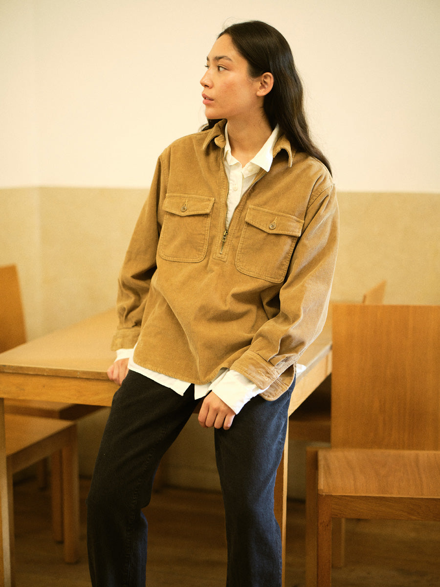 Zip Popover, Organic Corduroy, Camel
